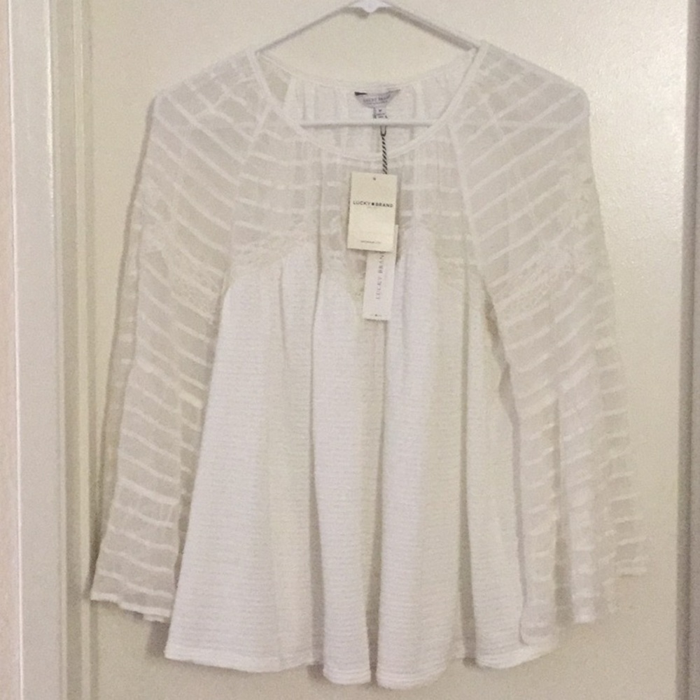 ❌SOLD❌ Lucky Brand Floral White Peasant Top NWT - Picture 4 of 5